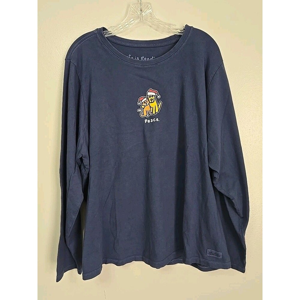 LIFE IS GOOD  WOMENS.. "PEACE DOG AND CAT".. L/S VINTAGE CRUSHER TEE (XXXL)